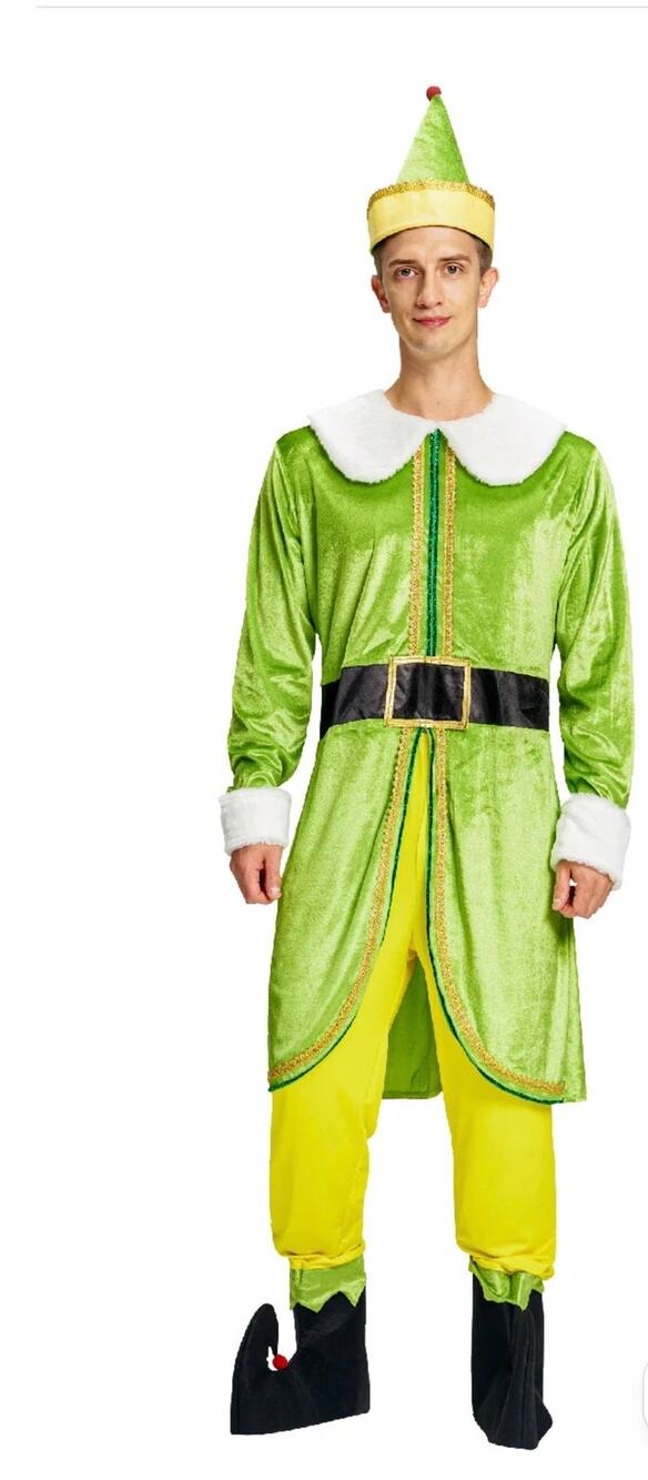 NWT Men Buddy the Elf Coat, Pants ,Hat, Set - Size L/XL (42-46) - Ikali Cosplay